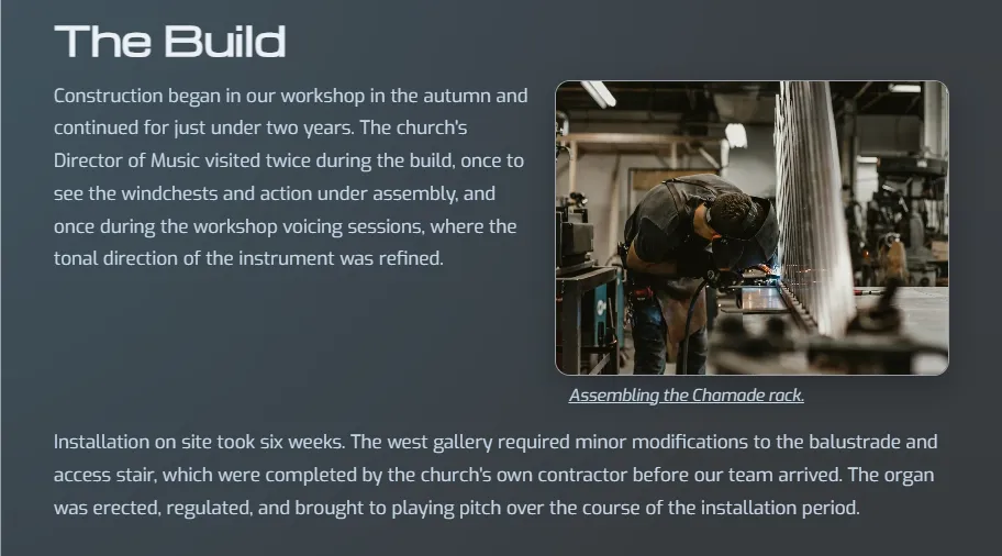 Example text and image section in the dark-grey theme